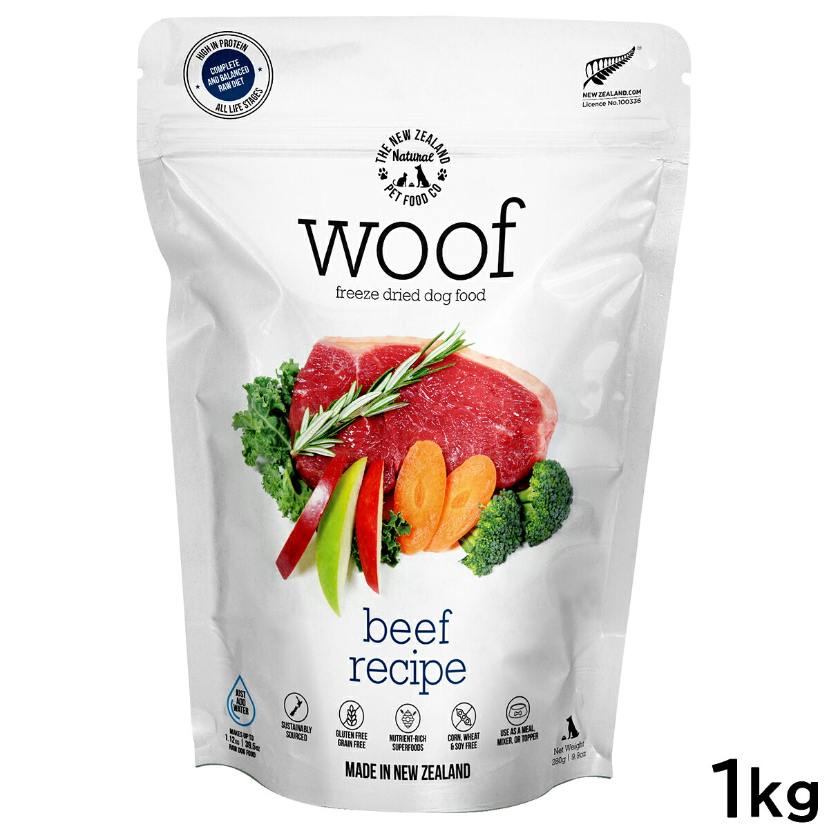 【最大2000円OFFクーポン！＆店内ポイント最大50倍！マラソン限定！】WOOF（ワフ） フリーズドライ ドッグフード ビーフ 1kg【送料無料】 犬 ごはん 無添加