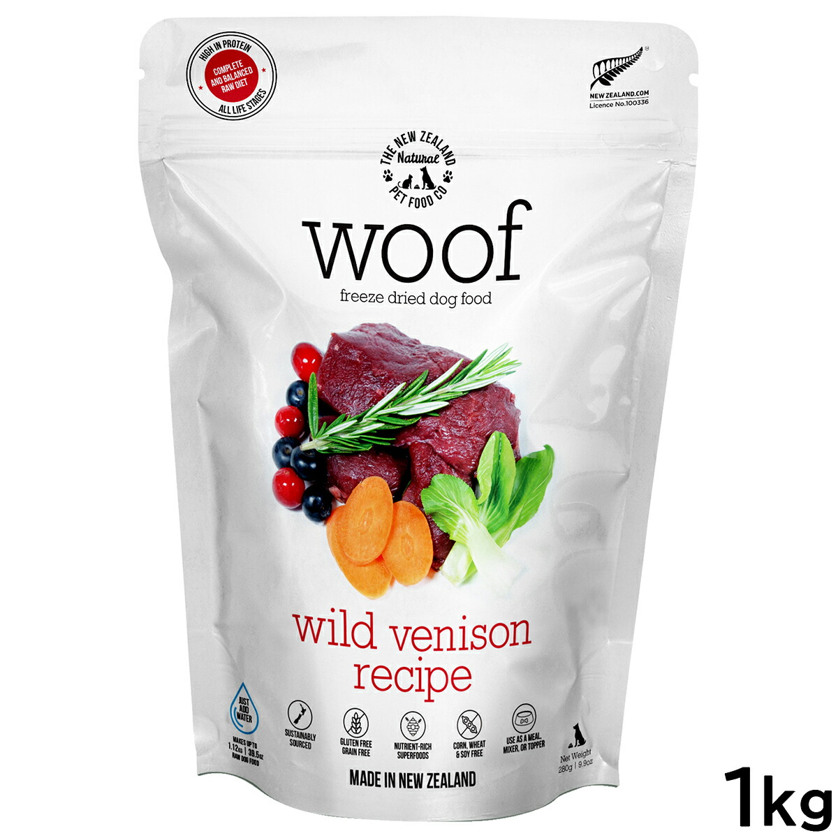【最大2000円OFFクーポン！＆店内ポイント最大50倍！マラソン限定！】WOOF（ワフ） フリーズドライ ドッグフード ワイルドベニソン 1kg【送料無料】 犬 ごはん 無添加