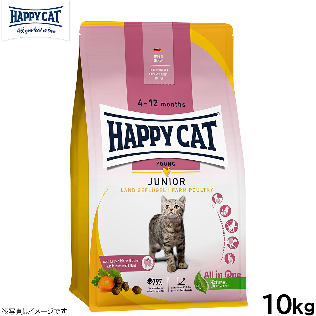 HAPPY CAT ハッピーキャット ヤング ジュニア ファーム ポルトリー（平飼いチキン） 10kg【送料無料】