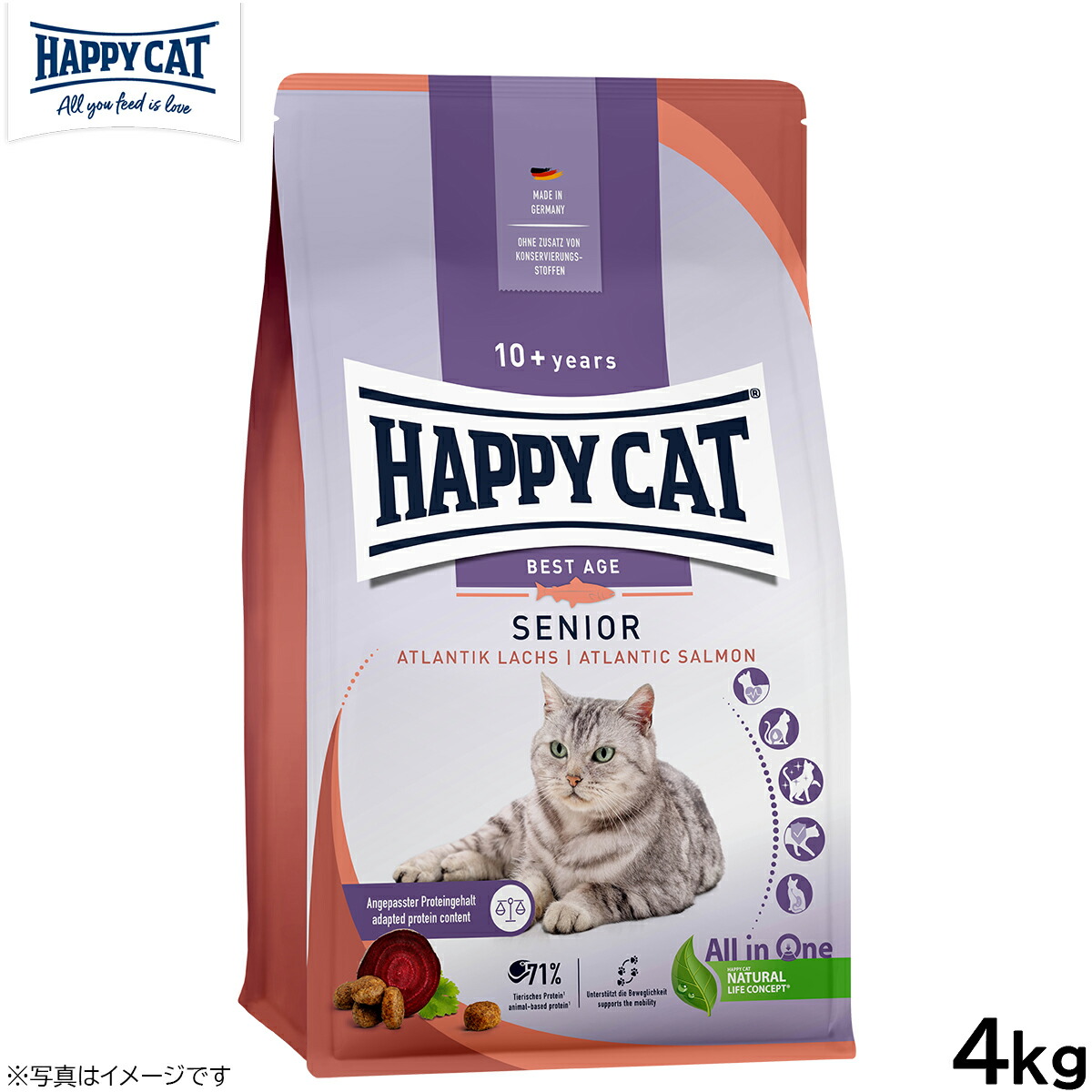 HAPPY CAT ハッピーキャット シニア アトランティック サーモン 4kg【送料無料】