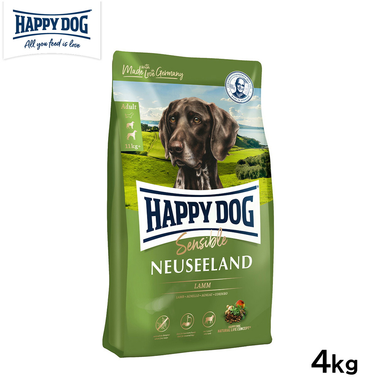 ハッピードッグ HAPPY DOG ドッグフード センシブル ニュージーランド ラム＆ライス 消化器ケア（成犬～シニア犬用） 4kg【送料無料】