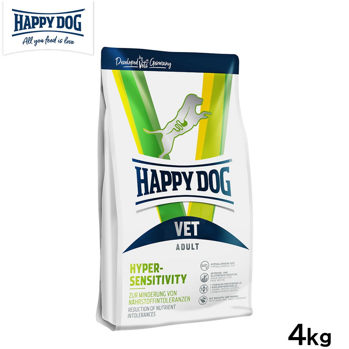 ハッピードッグ HAPPY DOG VET ドッグフード 犬用療法食 ハイパーセンシティビティ（アレルギーケア） 4kg【送料無料】