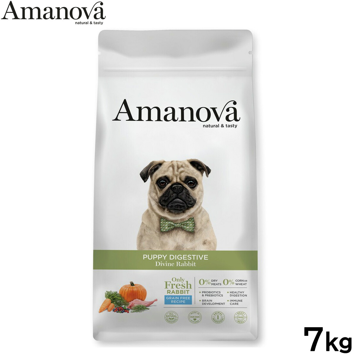 【最大2000円OFFクーポン！＆店内ポイント最大50倍！マラソン限定！】アマノバ Amanova ドッグフード パピー ダイジェスティブ ディバイン ラビット ドライフード 子犬用 小粒 7kg 無添加 ミール不使用
