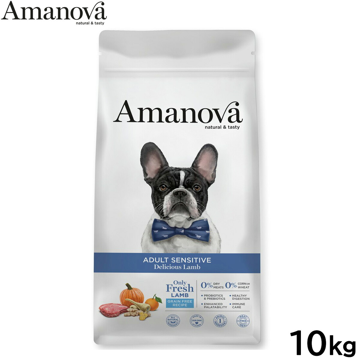 【店内ポイント最大39倍！本日限定！】アマノバ Amanova ドッグフード アダルト センシティブ デリシャス ラム ドライフード 成犬用 中粒 10kg 無添加 ミール不使用