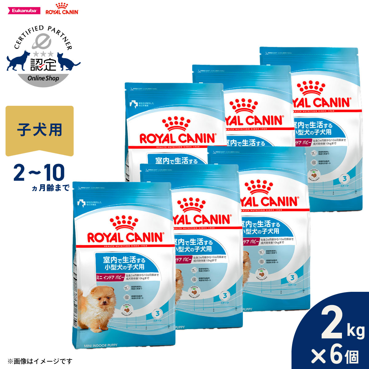 【店内ポイント最大39倍！本日限定！】ロイヤルカナン 犬 ドッグフード ミニ インドア パピー 2kg×6個 正規品 室内で生活する小型犬専用 子犬用