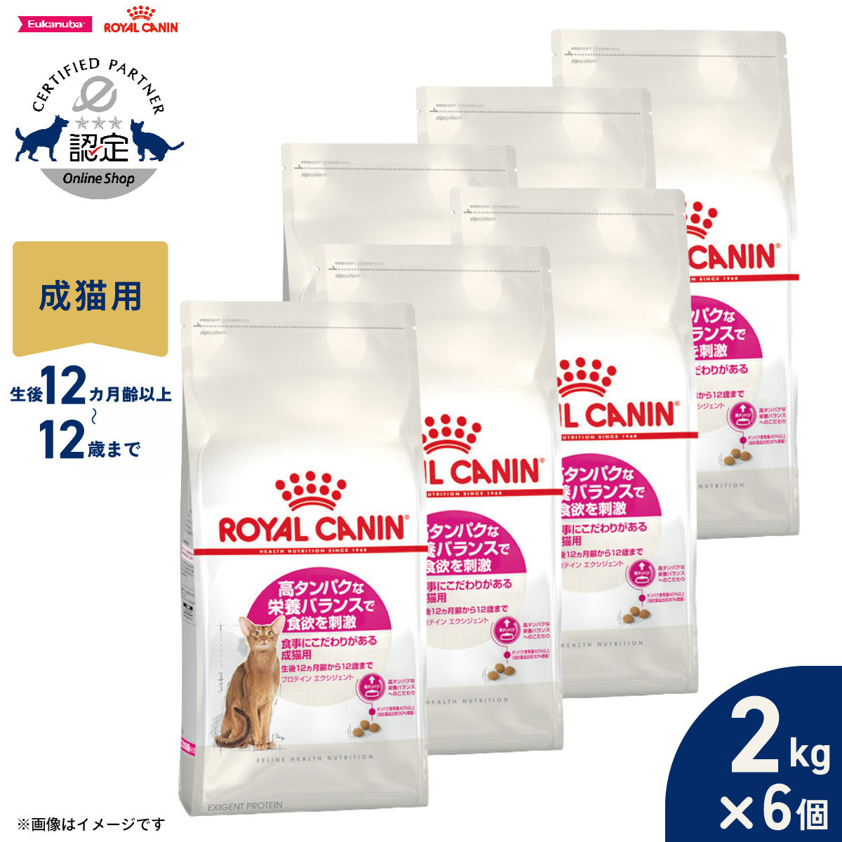 【最大2000円OFFクーポン！＆店内ポイント最大50倍！マラソン限定！】ロイヤルカナン 猫 キャットフード フィーラインヘルスニュートリション プロテインエクシジェント 2kg×6個 正規品 高タンパクな栄養バランスにこだわる猫専用フード 成猫用
