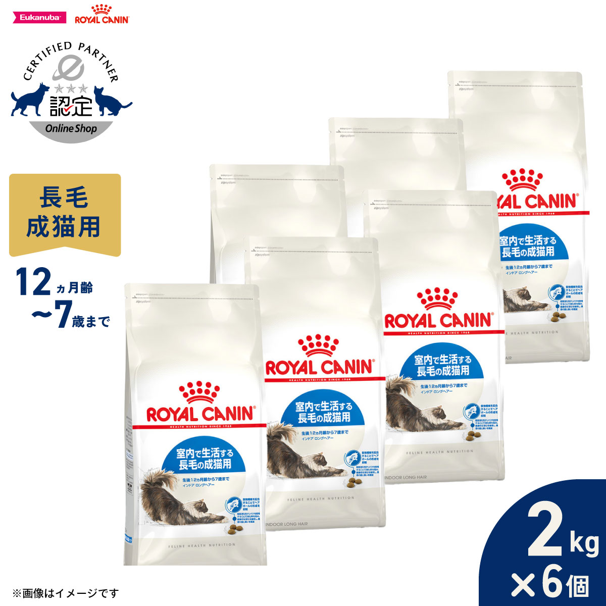 【店内ポイント最大42倍！本日限定！】ロイヤルカナン 猫 キャットフード フィーラインヘルスニュートリション インドア ロングヘアー 2kg&times;6個 正規品 室内で生活する長毛の猫専用フード 成猫用｜コジコジ