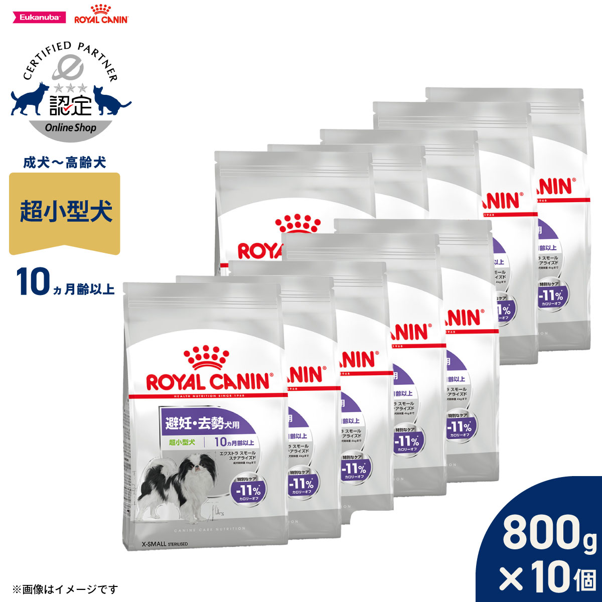 【1等最大10万ポイント当たる！20日から！】ロイヤルカナン 犬 ドッグフード ケーナインケアニュートリション エクストラ スモール ステアライズド 800g×10個 正規品 避妊 去勢犬用 超小型犬専用 成犬～高齢犬用
