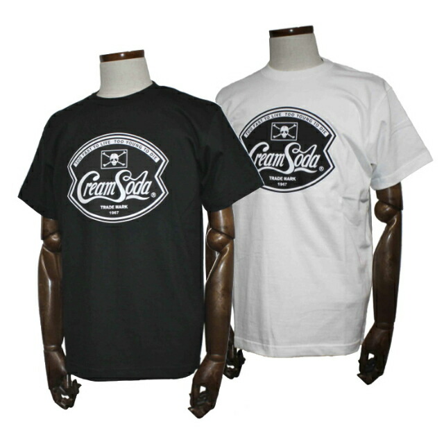 ＭサイズクリームソーダＴシャツ角ドクロ白色！検索ロックンロールキャロル怪人二十面相マジックピンクドラゴンブラックキャッツ