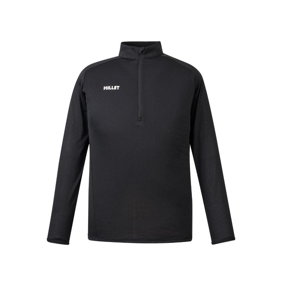 NEW! MILLET ミレー ドライグリッドライトハーフジップロングスリーブ［メンズ］ / カラー：N0247（BLACK - NOIR）/ DRYGRID LIGHT HF ZIP LS M MIV02175_N0247