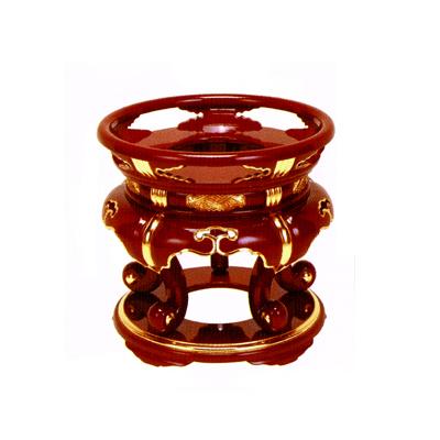 丸金台/丸型金台[サヤ付][木製][朱塗面金箔押]9寸(27cm) 【納期目安：通常約1ヶ月後発送】