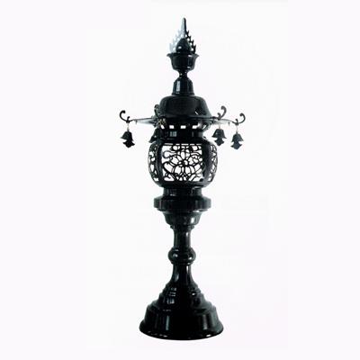 【寺院用】 台灯籠 一対 丸型 黒色付 電装付 高さ2尺(60cm) 【納期目安：通常約3ヶ月後発送】