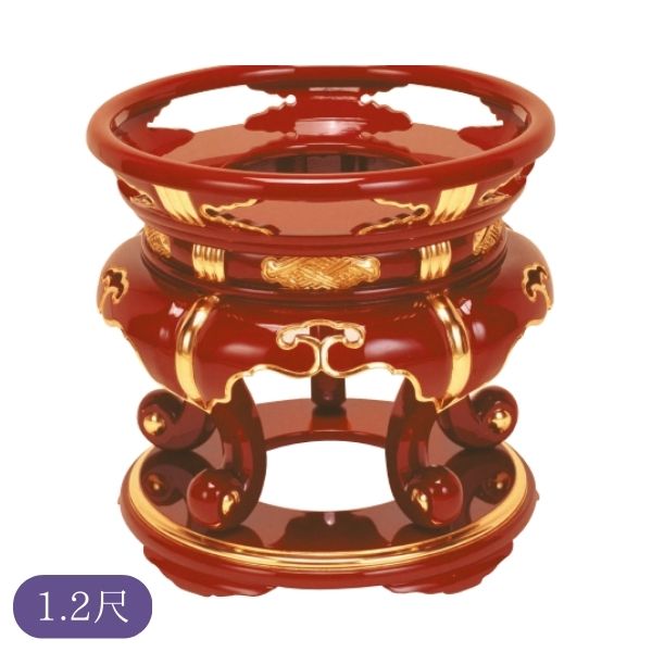 丸金台 / 丸型金台 [ サヤ付 ] [ 木製 ] [ 朱塗面金箔押 ] 1.2尺 (36cm) 仏具 仏壇用品 供物 和風 高級 木製品 インテリア 祭壇 金箔 押し花 伝統工芸 【納期目安：通常2～4営業日発送】