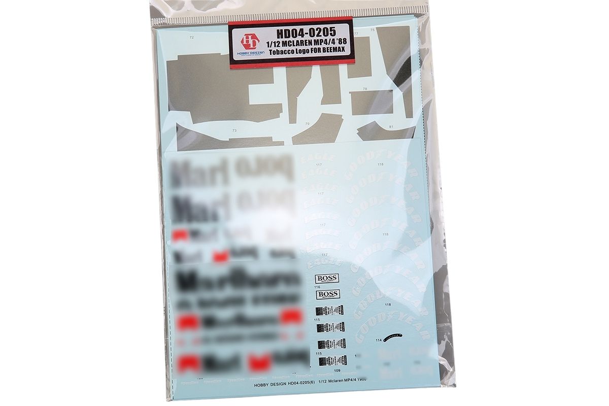 【P5倍以上★全商品 4/14 20:00から】 ホビーデザイン Hobby Design 1/12 マクラーレン MP4/4 ’88 タバコロゴ マルボロ BEEMAX用 デカール HD04-0205 (hd040205)