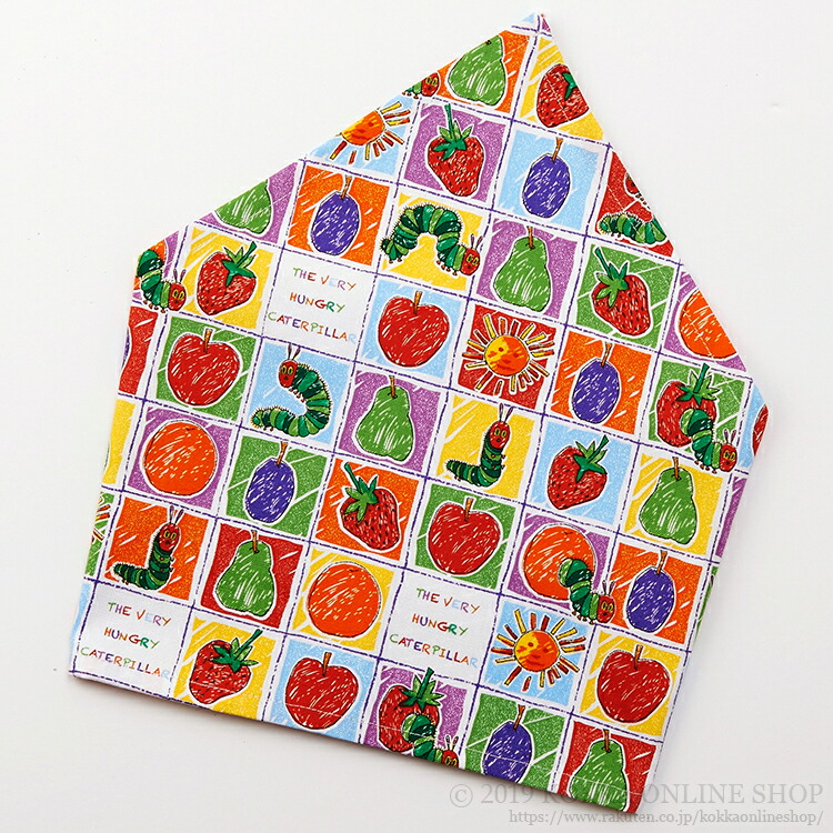 市場 はらぺこあおむし ハンドメイド 料理 キャラクター 三角巾 手作り 台所 調理実習 お稽古 家庭科 ゴム付き 習い事 お手伝い