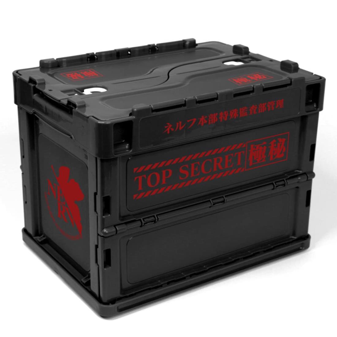 グルーヴガレージ EVANGELION NERV TOP SECRET折りたたみコンテナ Sサイズ 外寸 366×264×283(81)mm 内寸 336×232×258mm 有効内寸 335×231×258mm PP製 黒
