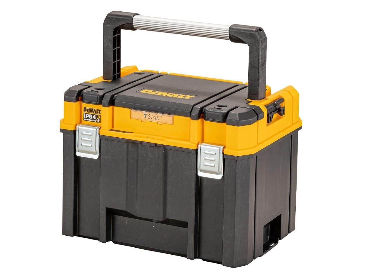 デウォルト(DEWALT) TSTAK まとめ役付き添い人 ラージボックス 手道具箱 納める入れもの 物の具ボックス席 持ち運び分かりやすい ロング手持ち部分 積み重ね納める 大電気容量納める IP54 坊塵 雨合羽 腹積もり DWST83343-1