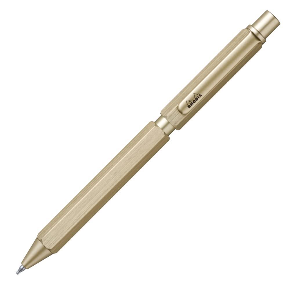 RHODIA(ロディア) 多機能ペン 『スクリプト マルチペン ゴールド』 ボールペン 油性 0.5mm 2色(黒・赤)＆シャープペン 0.5mm アルミニウムボディ ヘアライン加工 ロータリー式SCRIPT cf9345