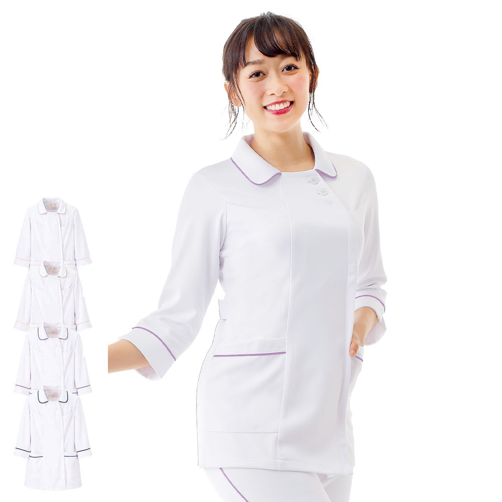 楽天市場 2309 オープンカラーパイピングジャケット 7分袖 4l 5l 医療 ナース 看護師 白衣 女性 ナースウェア ユニフォーム ナースリー 白衣ナースシューズ
