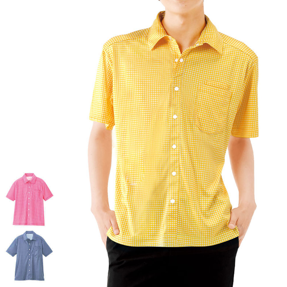 ○★新品未使用　PING（ピン）　ギンガムチェック　ポロシャツ　M　イエロー 楽天市場】ギンガムチェック ニットシャツ【介護ユニフォーム