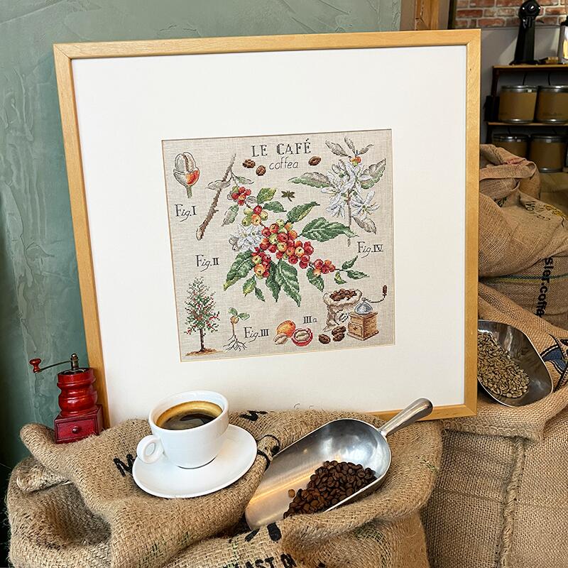 【最新作】"&Eacute;tude aux Cafe" (コーヒーの研究)壁掛け お花 果物 シリーズVERONIQUE ENGINGER(ヴェロニク・アンジャンジェ)デザイン クロスステッチキット｜ココロショップ