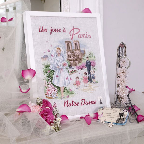 VERONIQUE ENGINGER(ヴェロニク・アンジャンジェ)ある日のシリーズクロスステッチキット セミキット "Un jour a Paris a Notre Dame"(ある日のパリのノートルダム)|ココロショップ