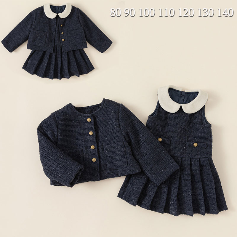 子供服 フォーマル 女の子 スーツ 2点セット ジャケット/ワンピース 入園式 スーツ 卒園式 スーツ 女の子 結婚式 スーツ 子供服 ガールズ キッズ 七五三 スーツ 子ども 発表会 可愛い ネイビー スーツ プレゼント 春秋冬 80cm 90cm 100cm 110cm 120cm 130cm 140cm海外通販