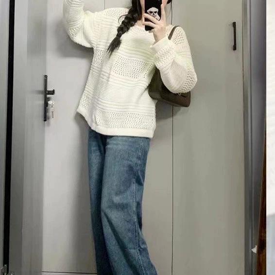 レディース 春夏 ゆったり 透け ニット カーディガン セーター トップス すっきり スタイル フィット 編み込み 軽量 普段使い