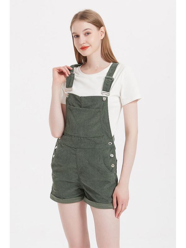 レディース サスペンダー ショートパンツ デニム コーデュロイ ゆったり フィット カジュアル 春秋 普段使い 女性用 ハーフパンツ