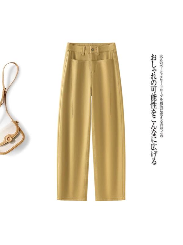 レディース デニムパンツ イエロー 起毛 厚手 秋冬 ルーズ ストレート バナナパンツ スリム ゆったり 暖か コットン 混 普段使い ストレッチ 素材