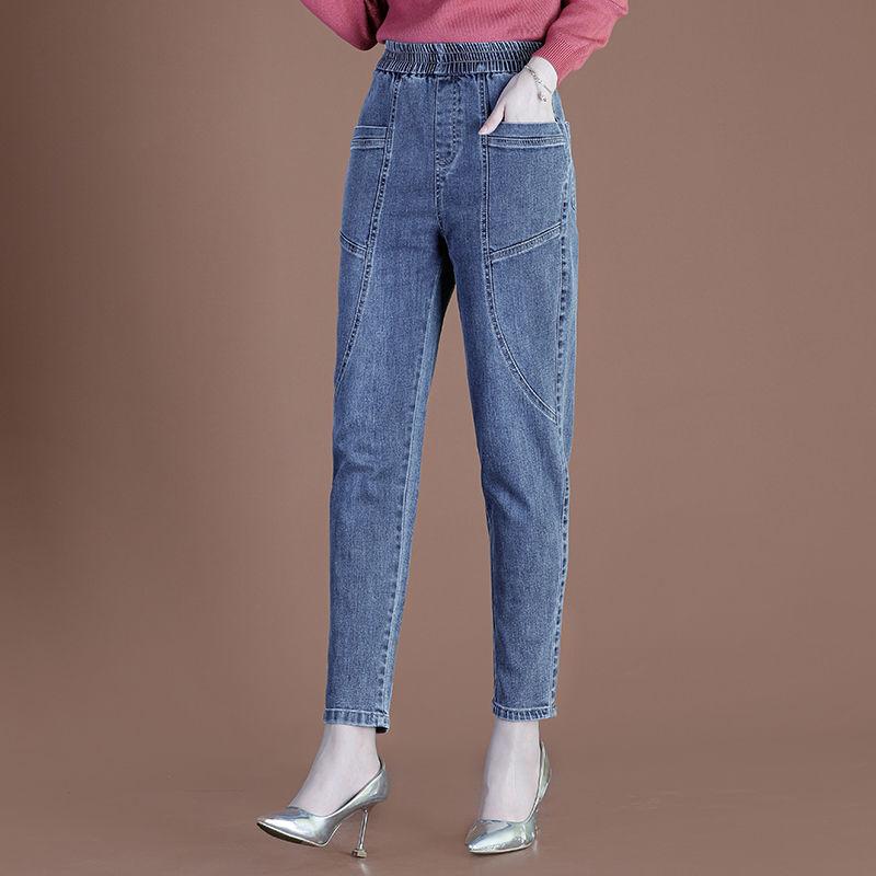 女性用 デニムパンツ ハイウエスト ゆったり パンツ スリム効果 9分丈 百搭 ドレープ 大サイズ パンツ カジュアル 普段使い コットン素材 ワイドシルエット