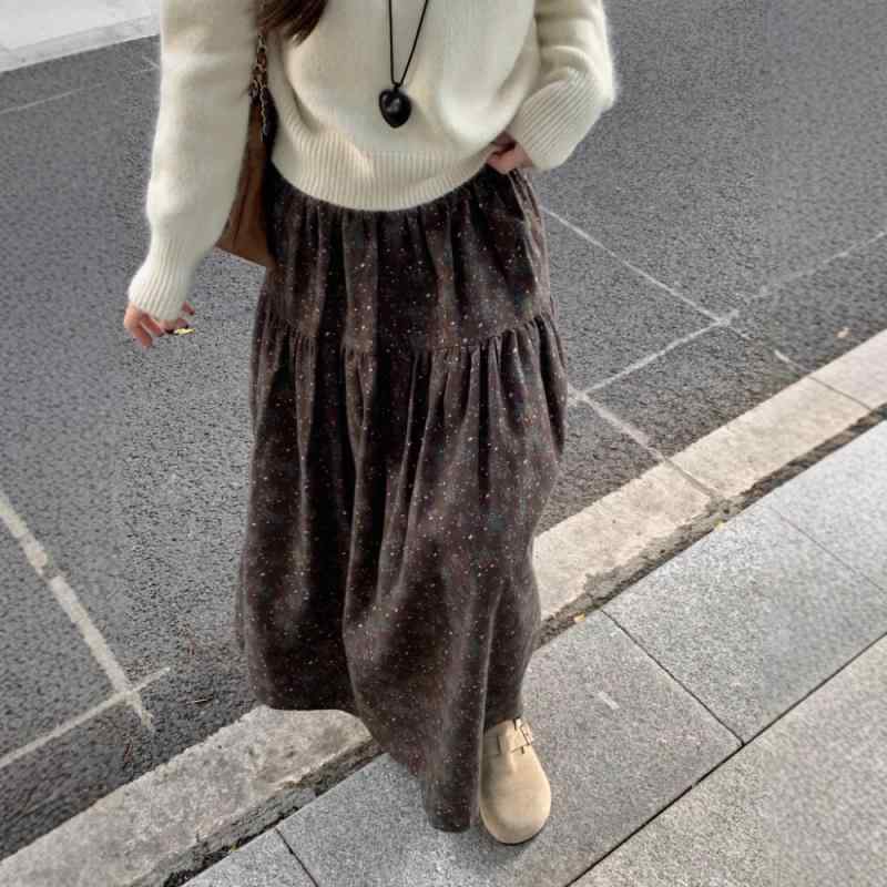 スカート レディース ゆったり ハイウエスト Aライン ミディスカート レトロ 小花柄 甘め 優しい 韓国 普段使い コーディネートしやすい
