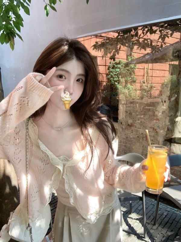 レディース ニット カーディガン ピンク系 ソフト素材 レース フリル キャミソール セット 春秋 フェミニン エレガント かわいい 普段使い