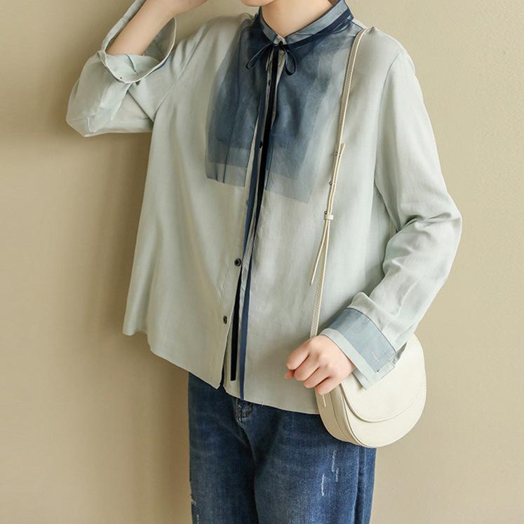 カーディガン ゆったり アート風 長袖 メッシュ 切り替え 紐付き ショート丈 上品 夏用 通気性 快適 軽量 柔らかい 普段使い トップス