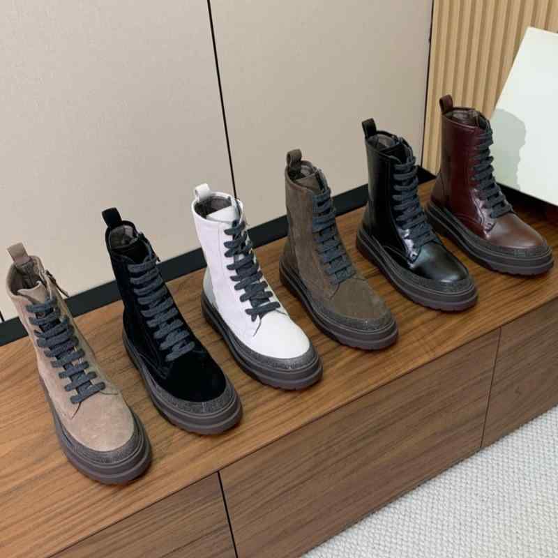 レディース 秋冬 アンクルブーツ スエードクロス 厚底 ラウンドトゥ 紐 ビーズチェーン店 遊撃手 優しいこと 今めかしい 普段使い走り 痛いところコーデ
