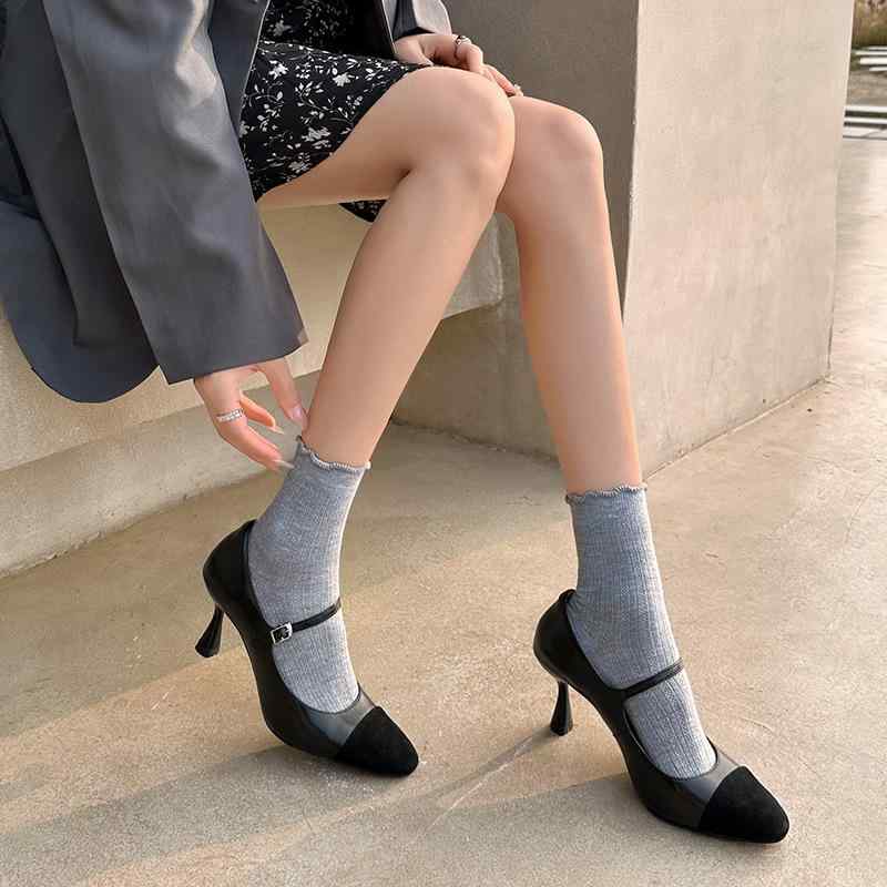 パンプス レディース メアリージェーン 細踵 革 うつり変わり トゥ 同盟罷工一巡り フランス共和国風 レトロ ヴィンテージ 古典派音楽 窈窕たる かっこ良い 靴-パンプス-レディース靴