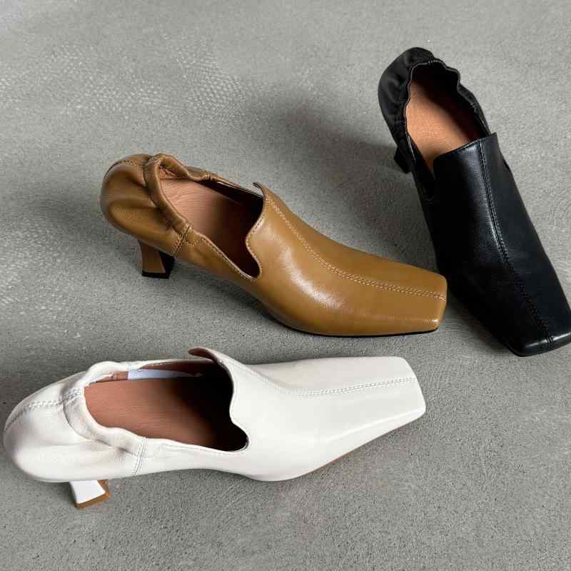 パンプス レディース 厚底 ハイヒール 通勤用 羊革 フレンチスタイル レトロ スカート合わせ スリムレッグ 秋冬 軽量 伸縮性|KOKORONE