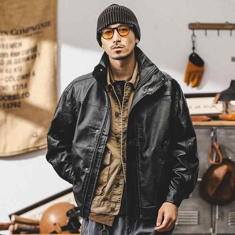 ジャケット メンズ レトロ ソフトレザー ライダース ワーク ルーズフィット バイカースタイル 春秋 タフ スタイル ゆったり 大きいサイズ 体型カバー 高級感 普段使い 通勤用 アウトドア 軽量 吸湿速乾 伸縮性 再生繊維 接触冷感 ラグジュアリー|KOKORONE