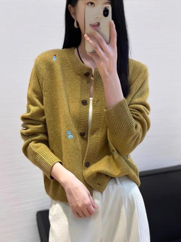 編み物ジレー レディース 絨毛 秋冬 長袖 刺しゅう 無地 分かりやすい 労働者の一団素っ首 前食い違い 心地好い アウター 花の冠yd 韓国 スウェーター 第一義的 表現スタイル