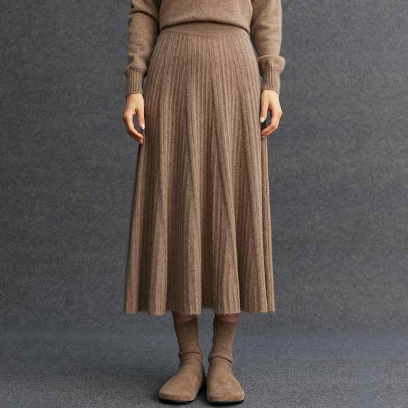 レディース スカート カシミヤ プリーツスカート ロング丈 フレア Aライン ハイウエスト 細見え 体型カバー 上品 高見え きれいめ カジュアル 通勤 オフィス 大人かわいい 着痩せ 秋冬|KOKORONE