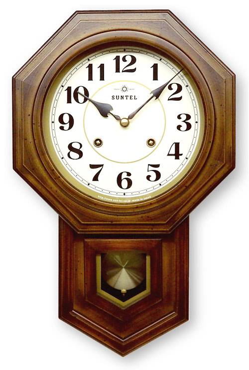 楽天市場 壁掛け時計 ボンボン時計 ぼんぼん時計 ブラウン 八角形 日本製 木製 ギフト プレゼント インテリア リビング レトロ アンティーク 安心の国内製造メーカーさんてる
