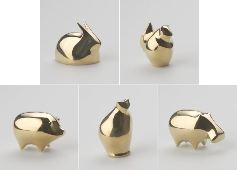 ブラスブロック　ぶた　能作 のうさく nousaku 真鍮製 ブラス brass 鋳物 工芸品 豚さん 四足 動物 モチーフ シルエット 玄関 机 ペーパーウェイト オブジェ 窓辺 小物 飾り 置物 モダン 前衛的 抽象的 シック 可愛い おしゃれ 重い ゆるかわ 無機的 デザイナーズ