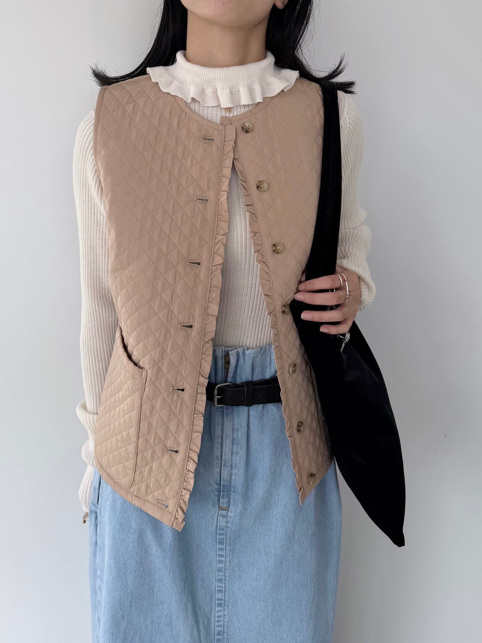 【Bilitis dix-sept ans】 Quilting Vest ビリティス・ディセッタン キルティング ベスト レイヤード 暖か フリル Beige 2915-811 KOKO｜KOKO 29,304円