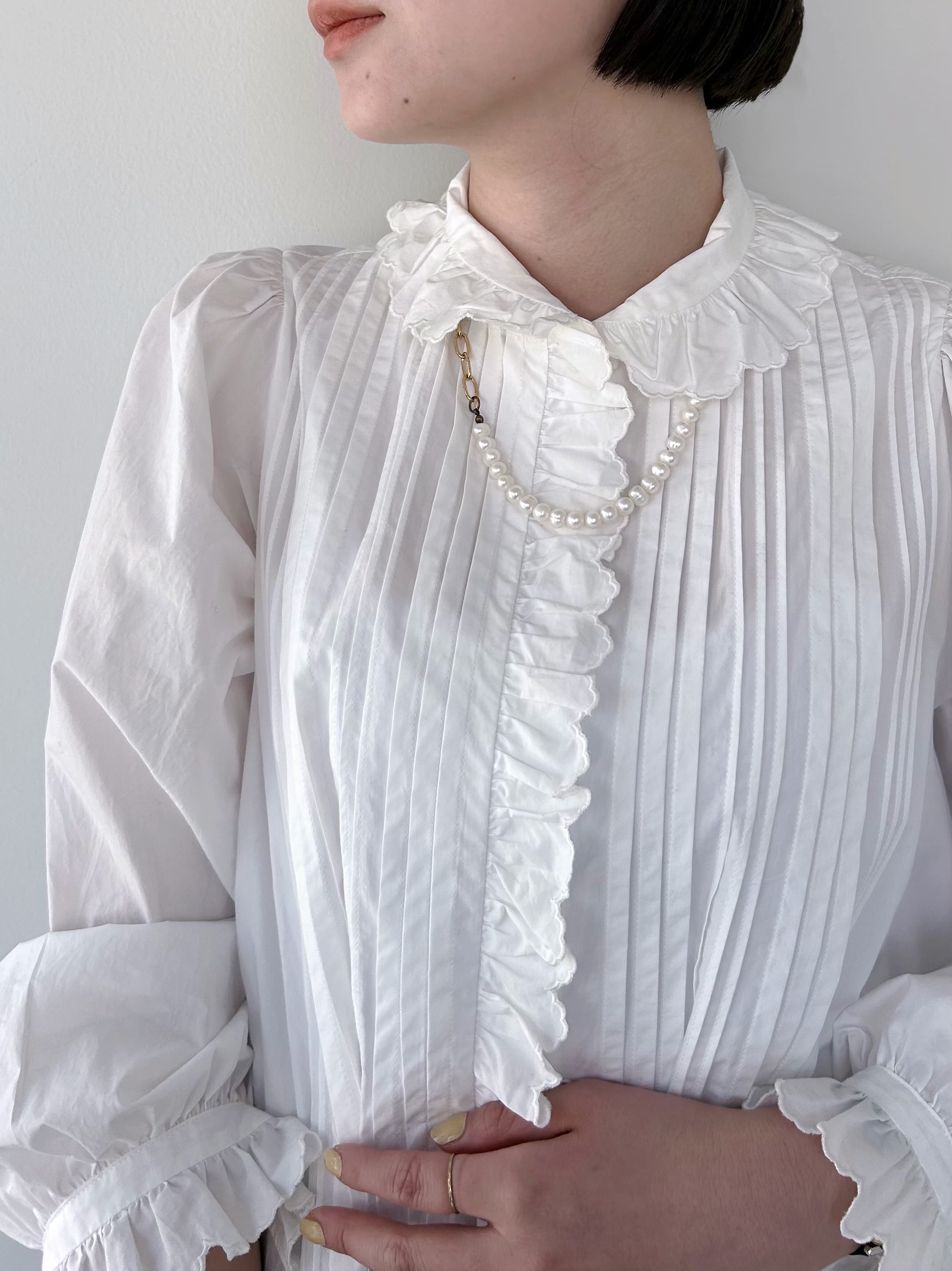 【Bilitis dix-sept ans】 Antique Blouse 2 ビリティスディゼッタン 2911-874 White Black Vintage ブラウス フリル コットン 23,932円