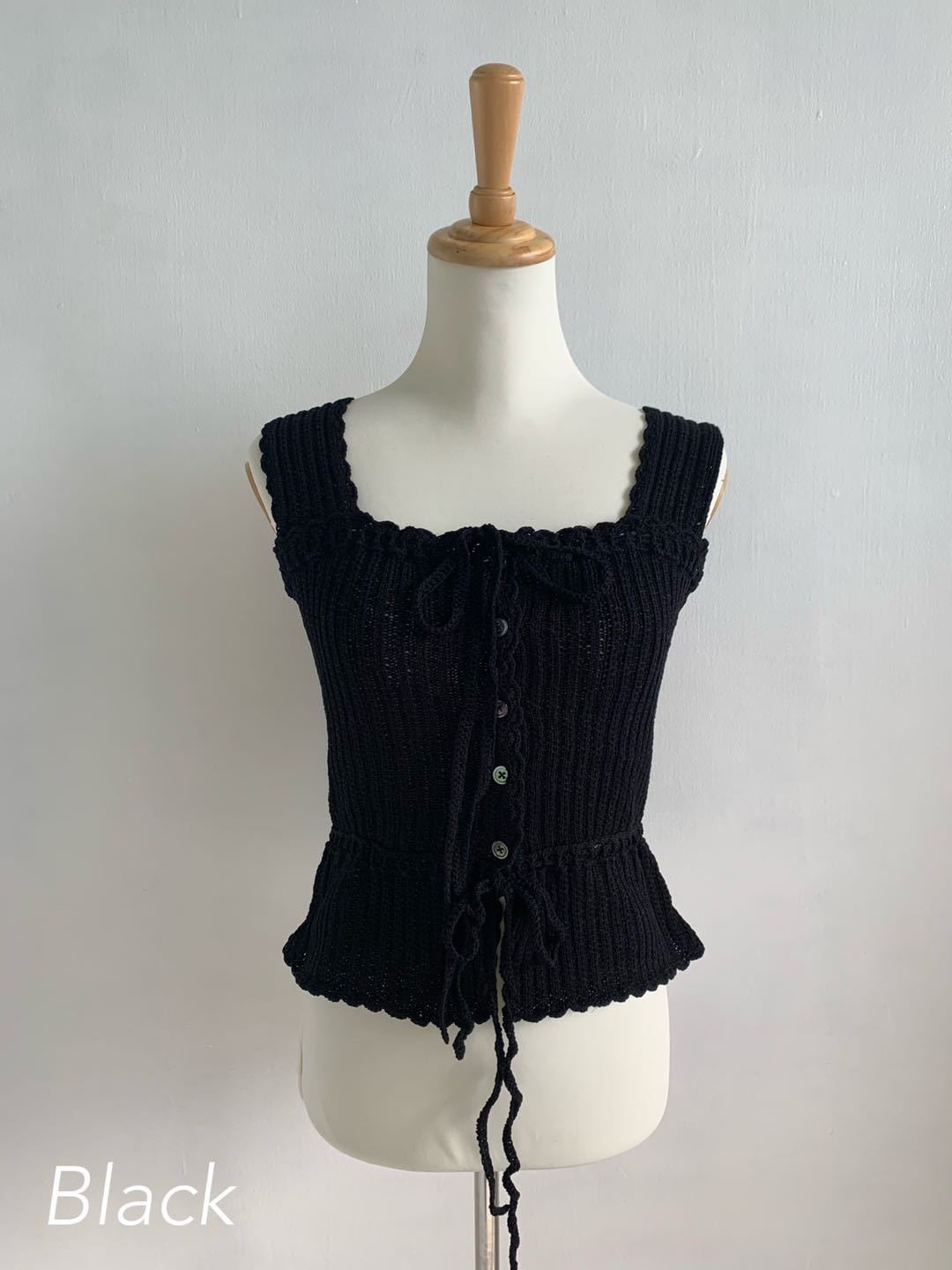 【Bilitis dix-sept ans】 Knit Camisole ビリティス・ディセッタン ニットキャミソール コットン ビスチェ インナー White Dark Brown Black 2914-530 KOKO