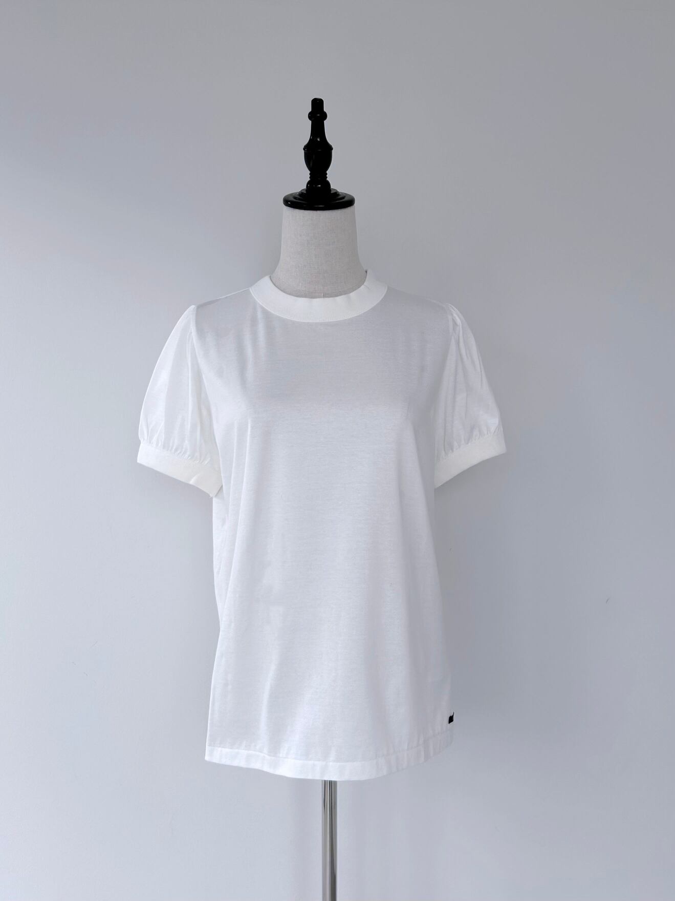 【Bilitis dix-sept ans】 Rib Neck T shirt ビリティス・ディセッタン リブ ネック Tシャツ クルーネック 半袖 コットン 無地 White Black 2916-433 KOKO｜KOKO