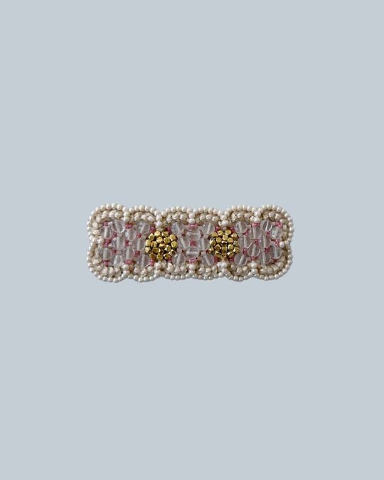 【tamas】 Queue/White Brooch タマス ブローチ ヘアピン アクセサリー ジュエリー ヴィンテージ ビーズ シルク 本革 レディース UF208_w KOKO