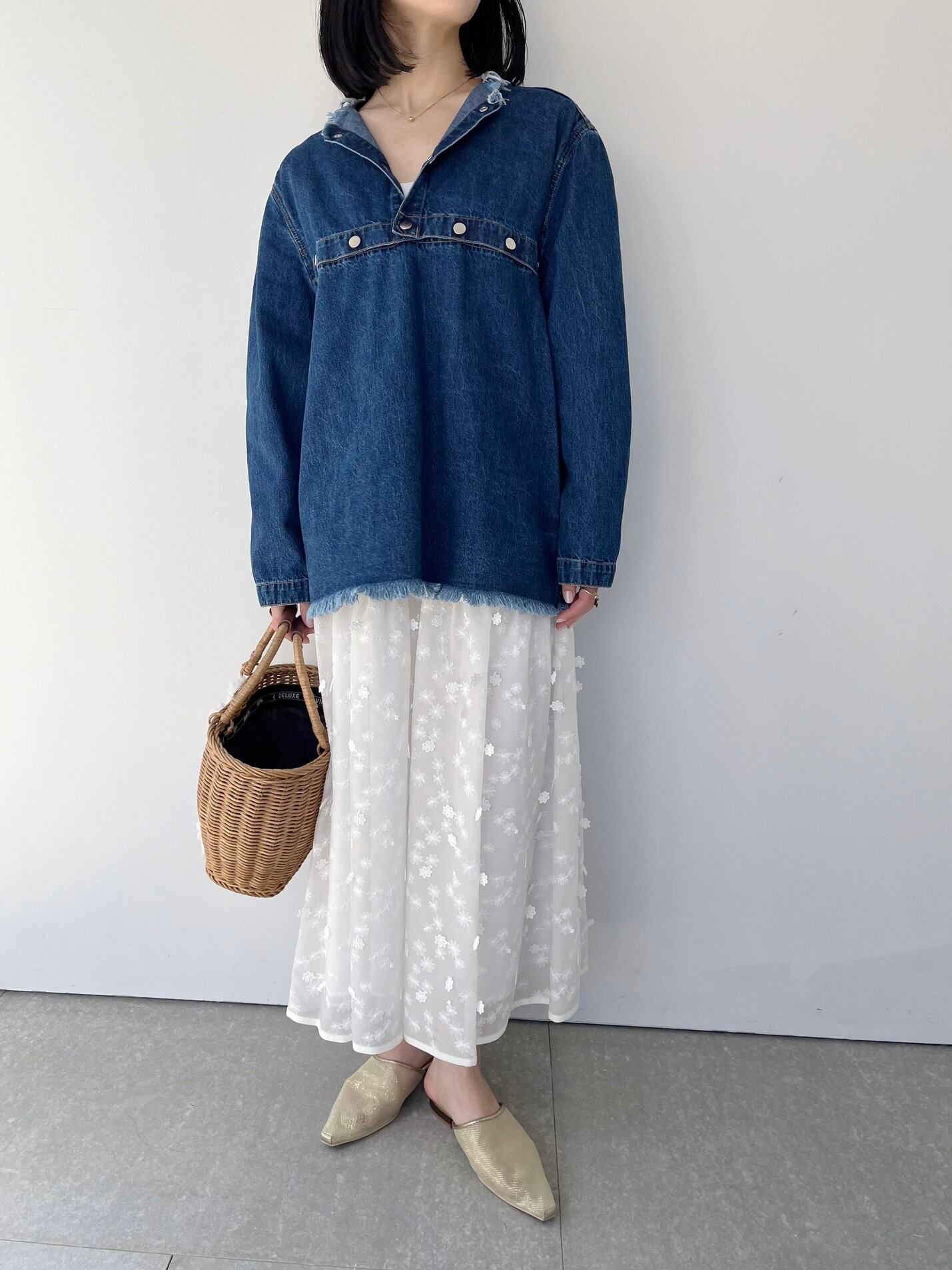 楽天市場】【MUVEIL】 レース付きデニムスカート ミュベール デニム