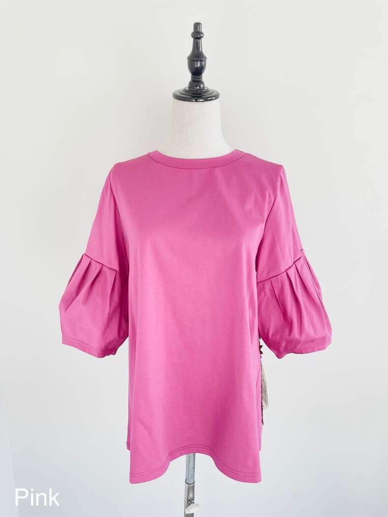 【MUVEIL】 フラワーレースTシャツ ミュベール トップス レース パフスリーブ カラフル レディース コットン クルーネック カットソー Pink Blue Green MA231UTS002 KOKO｜KOKO
