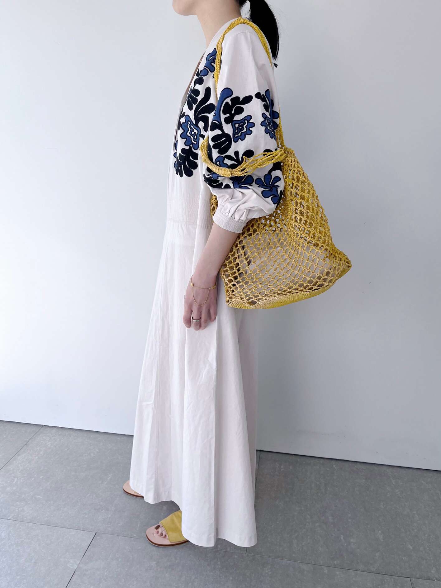 Sara Mallika】 Cotton Linen Patchwork Embroidery Dress サラマリカ